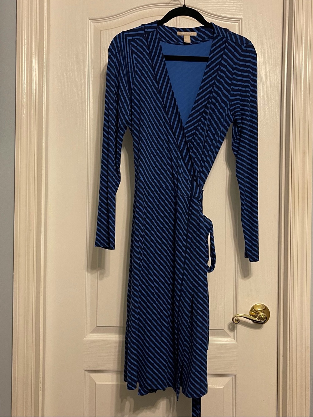 Banana Republic Navy and Blue Striped Wrap Dress